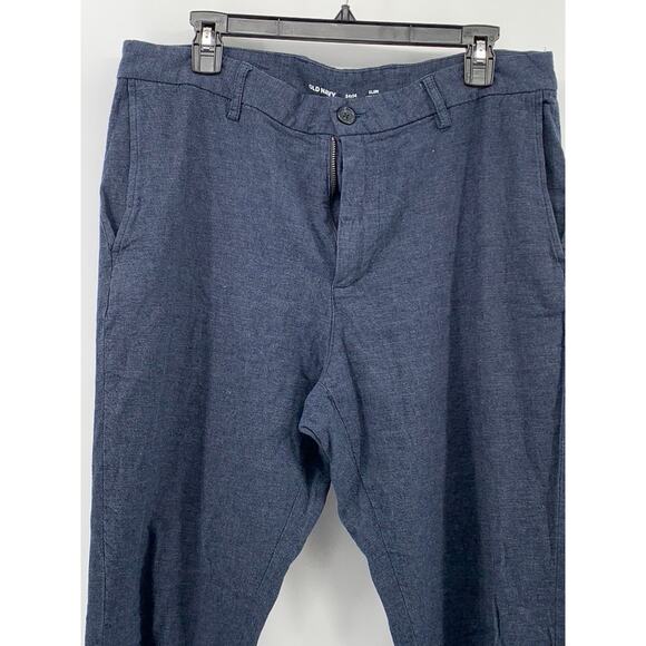 OLD NAVY Men's Navy Linen-Blend Slim-Fit Pant SZ 34X34 - Picture 5 of 12